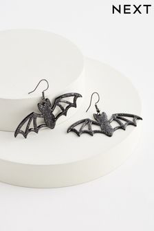 Black Recycled Metal Halloween Bat Drop Earrings (B00487) | 60 zł