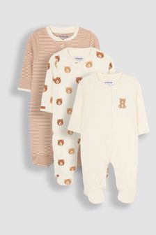 JoJo Maman Bébé Natural Bear Sleepsuits 3 Pack (B00542) | $47