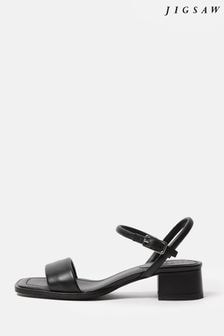 Czarny - Jigsaw Adel Leather Heeled Sandals (B00544) | 820 zł