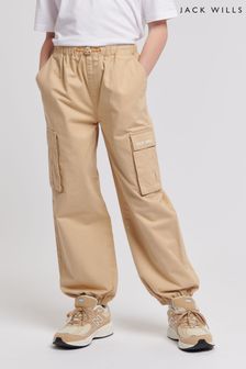 Jack Wills Loose Fit Girls Parachute Brown Trousers