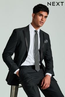 Black Slim Fit Glitter Stripe Tuxedo Suit Jacket (B00933) | $130