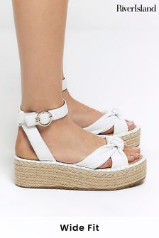 River Island White Wide Fit Espadrille Sandals (B00971) | €51