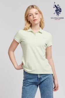 Grün - U.S. Polo Assn. Damen Pique-Poloshirt in regulärer Passform (B00993) | 62 €