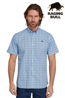 Raging Bull Blue Short Sleeve Ditsy Floral Print Shirt