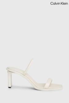 Calvin Klein White Leather Heel Mules (B01169) | MYR 1,020