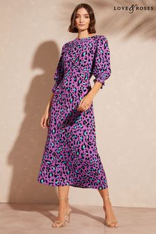 Women s Curve Purple Animal Print Dresses Next Luxembourg