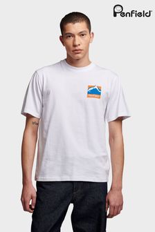 白色 - Penfield男士寬鬆剪裁山脈圖案後背印花T恤 (B01361) | NT$1,630