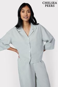 Chelsea Peers Green Poplin Micro Stripe Short Sleeve Pyjama Set (B01440) | HK$699