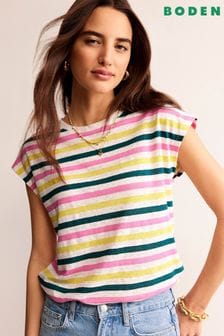 Natural - Camiseta con cuello redondo de lino Louisa de Boden (B01544) | 67 €
