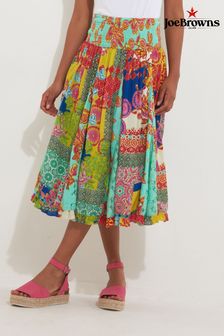 Joe Browns Yellow Patchwork Print Lace Godet Detail Skirt (B01960) | kr688