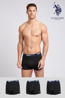U.S. Polo Assn. Mens Sports Boxer Black Shorts 3 Pack