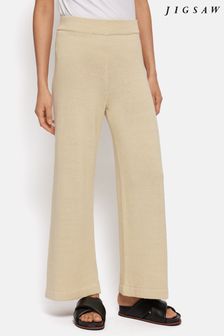 שמנת - Jigsaw Linen Cotton Knitted Trousers (B02059) | ‏654 ‏₪