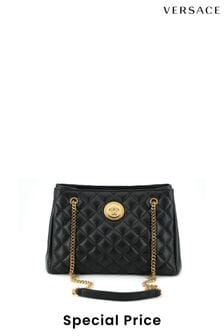Versace Quilted Nappa Leather Medusa Handbag Black Tote (B02091) | €2,789
