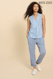 White Stuff Blue Celia Jersey Mix Blouses