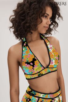 Florere Printed Plunge Neck Bikini Top (B02185) | $82