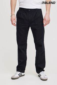 Blend Black Linen Chino Trousers (B02418) | €49