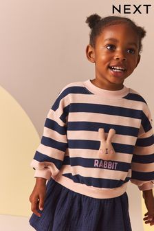 Navy Blue Long Sleeve Sweat Dress (3mths-7yrs) (B02535) | €26 - €33