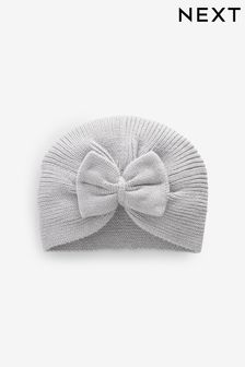 Grey Baby Knitted Bow 100% Cotton Turban Hat (0mths-3yrs) (B02643) | HK$52