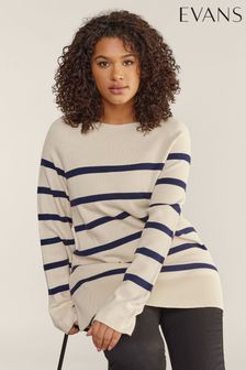 Curve Round Neck Striped Long Sleeve Jumper
