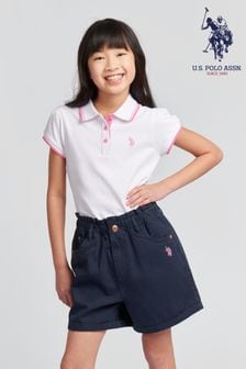 ホワイト - U.s. Polo Assn. Girls Cap Sleeve Polo Shirt (B02686) | ￥5,280 - ￥6,340