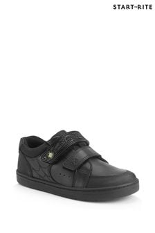 Start-Rite Spider Web Black Leather Double Rip Tape School Shoes (B02692) | €37