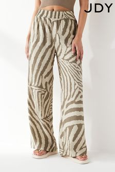 JDY Green Petite Zebra Print Wide Leg Trousers (B02787) | €37