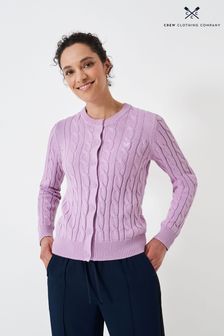 Rosa - Crew Clothing Strickjacke aus Baumwolle mit Zopfmuster (B02866) | 86 €