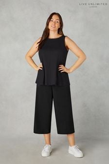 Live Unlimited Curve Petite Black Pull-On Cropped Trousers