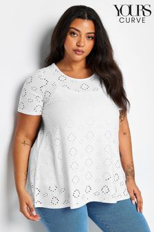 Белый - Yours Curve блузка с вышивкой ришелье (B02969) | €27