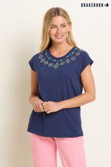 Brakeburn Blue Mez Embroidered T-Shirt (B02974) | AED183