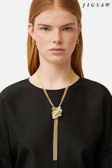 Jigsaw Gold Tone Crumpled Textured Necklace (B04042) | AED860