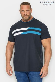 Синий - Badrhino Big & Tall футболка в полоску на груди (B04207) | €25