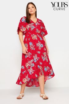 Yours Curve Red High Lo Dress (B04242) | OMR20