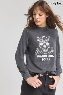 Simply Be Grey Wandering Souls Slogan Sweatshirt (B04410) | €37