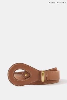 Mint Velvet Brown Leather Contrast Stitch Belt (B04426) | €56