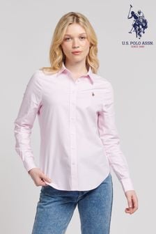 ピンク - U.s. Polo Assn. Womens Classic Fit Oxford Shirt (B04479) | ￥8,810