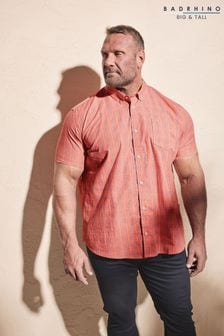 ורוד - Badrhino Big & Tall Checked Shirt (B04529) | ‏151 ‏₪