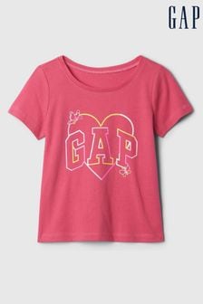 Rose - Gap Cotton Logo Graphic Short Sleeve Baby T-shirt (nouveau-né à 5 ans) (B04576) | €9