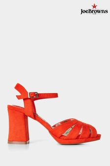 Joe Browns Orange Strappy Peep Toe Block Heeled Sandals (B04642) | AED333