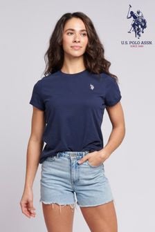 U.S. Polo Assn. Womens Crew Neck Double Horsemen T-Shirt