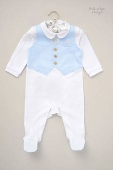 Rock-A-Bye Baby Boutique Blue Mock Waistcoat All-in-One Sleepsuit (B04869) | NT$840