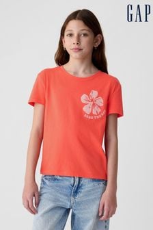 Gap Red Flower Slogan Graphic Crew Neck Short Sleeve T-Shirt (4-13yrs) (B05131) | kr180