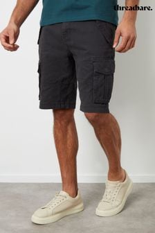 Threadbare Black Cotton Twill Utility Cargo Shorts (B05198) | Kč1,190
