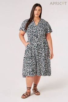 Apricot Layered Leopard Tie Waist Dress (B05203) | ￥6,340