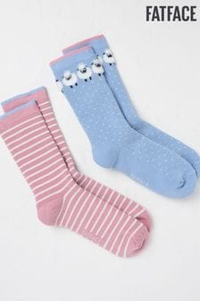 FatFace Blue 2 Pairs of Sheep Welly Socks (B05230) | $22