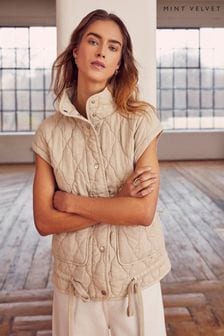Mint Velvet Cream Washed Quilted Gilet (B05295) | €177