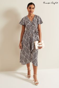 Phase Eight Black Petite Julissa Print Wrap Dress (B05522) | €178