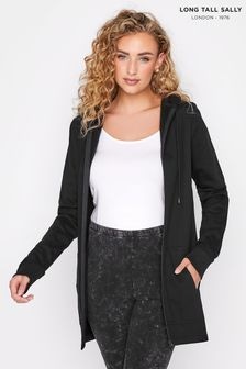 Long Tall Sally Black 100% Cotton Longline Hoodie (B05535) | $63