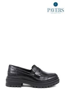 Pavers Chunky Black Loafers (B05685) | ￥6,170