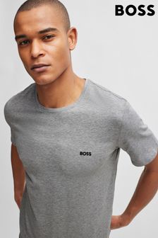 BOSS Grey Logo-Detail T-Shirt In Stretch Cotton (B05726) | AED219